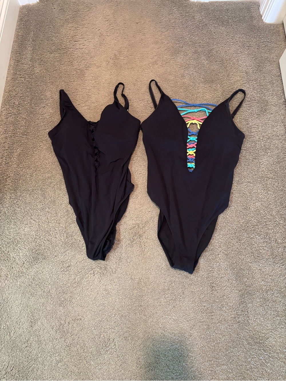 Bleu Rod Beattie set of 2 Black One-Piece Swimsuits